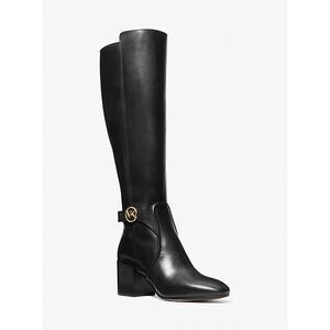 NWT Michael Kors Side Zip Block Heel Leather Carmen Riding Boots Black Size 7.5